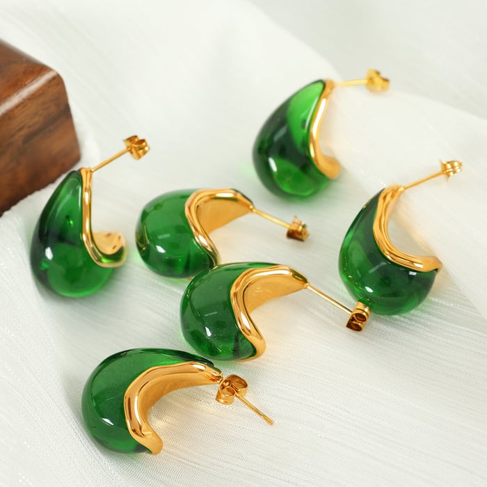 1 Pair Simple Series Retro Droplet Stainless Steel  Gold Color Women's Drop Earrings 